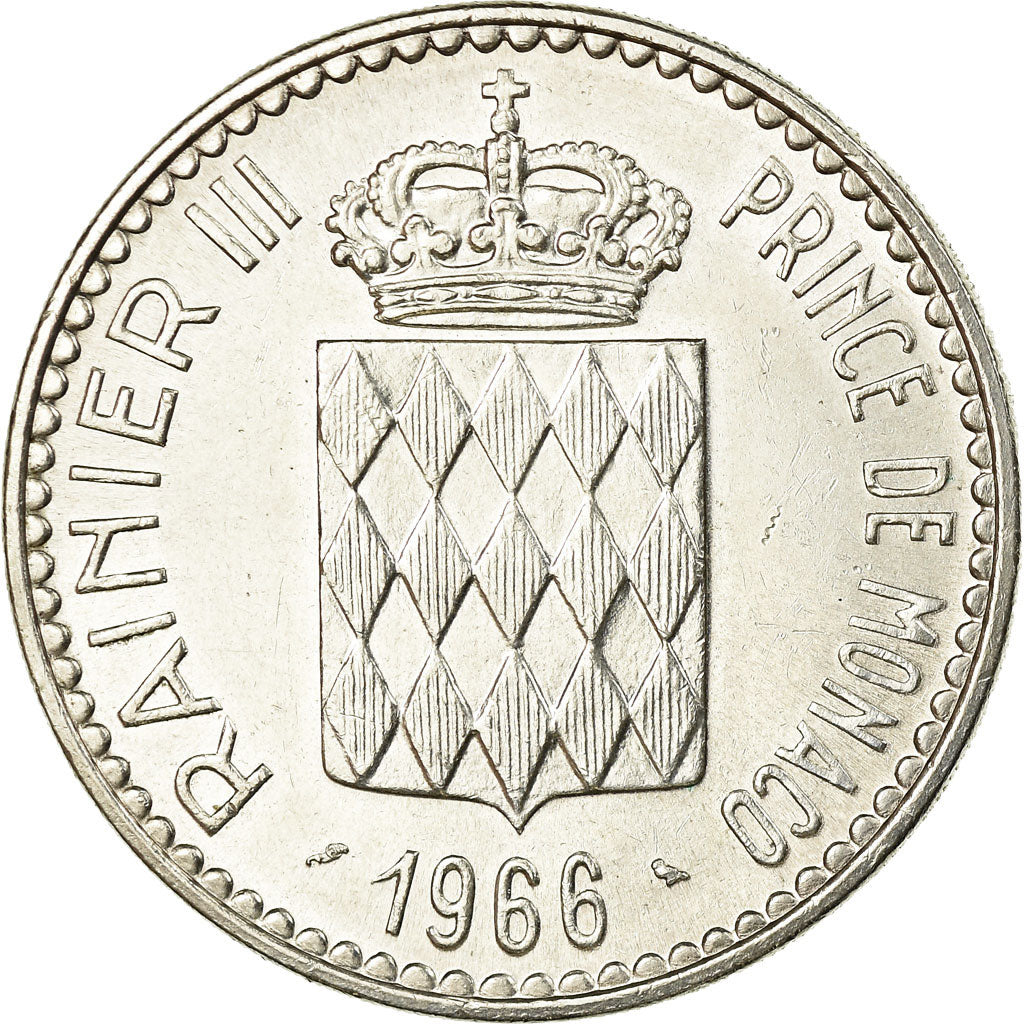 Coin, Monaco, Rainier III, 10 Francs, 1966, AU(55-58), Silver, KM:146