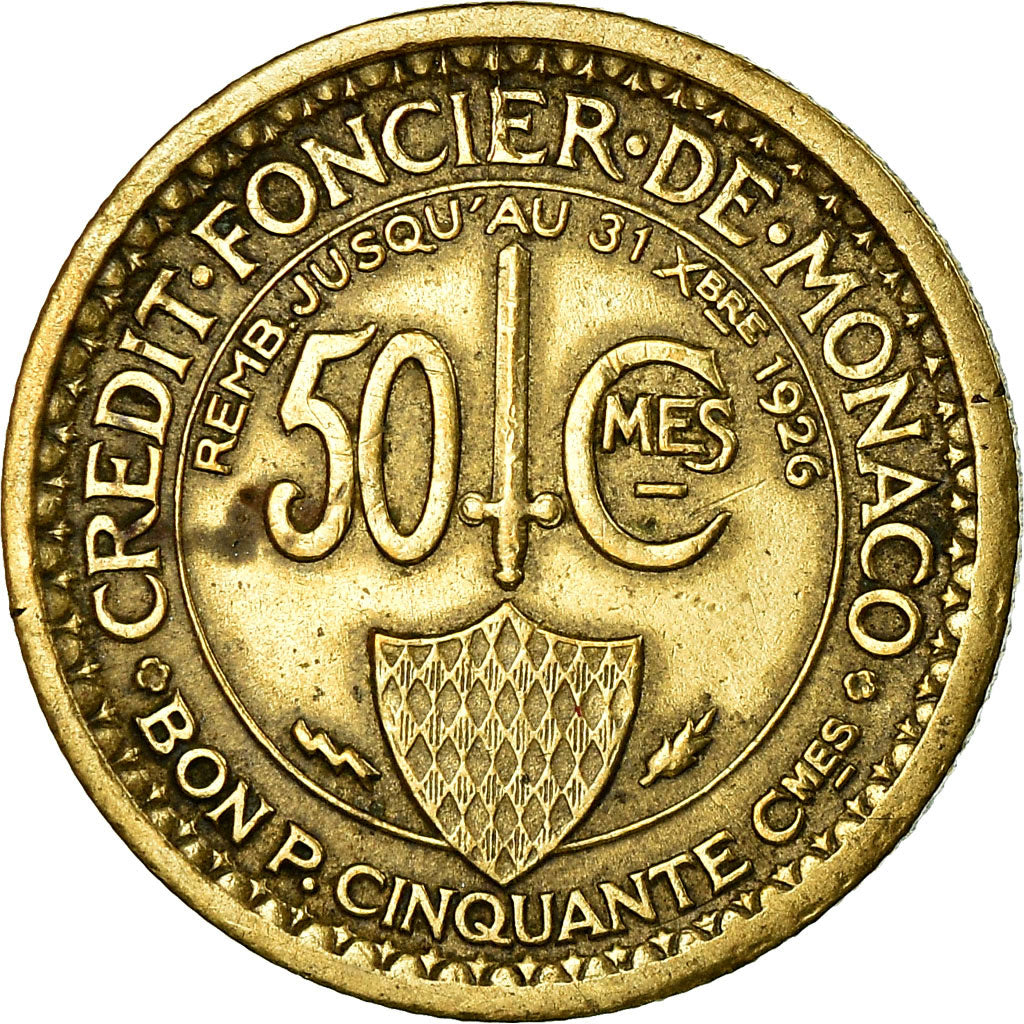 Monnaie, Monaco, Louis II, 50 Centimes, 1924, Poissy, TTB, Aluminum-Bronze