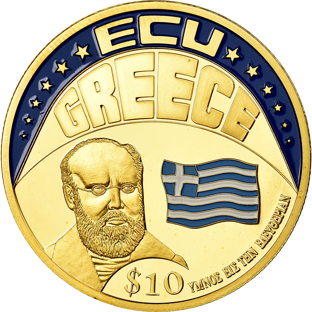 Coin, Liberia, Ecu Grèce, 10 Dollars, 2001, MS(63), Cupro-nickel