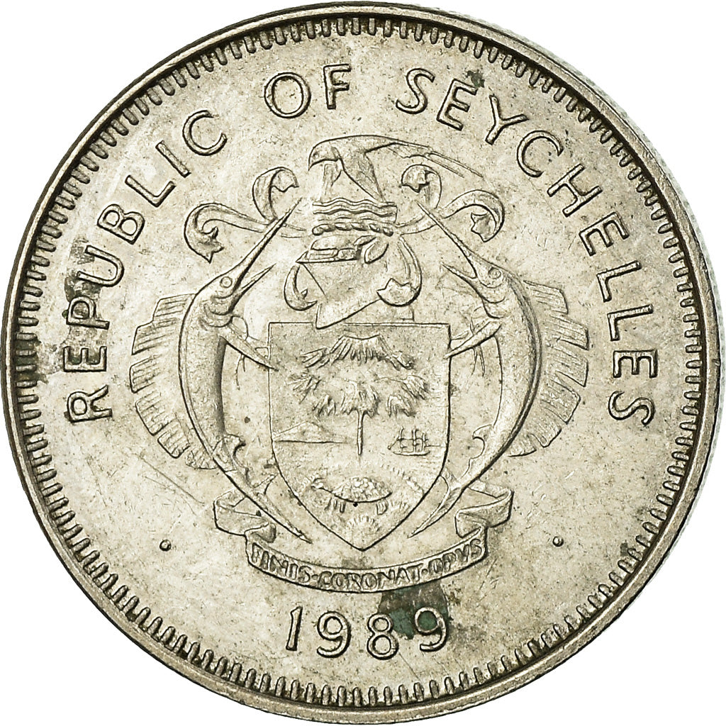 Moneda, Seychelles, 25 Cents, 1989, British Royal Mint, BC+, Cobre - níquel