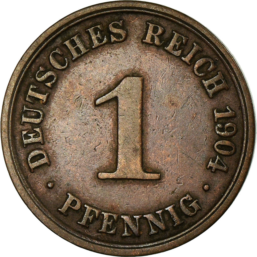 Monnaie, GERMANY - EMPIRE, Wilhelm II, Pfennig, 1904, Berlin, TTB, Cuivre, KM:10