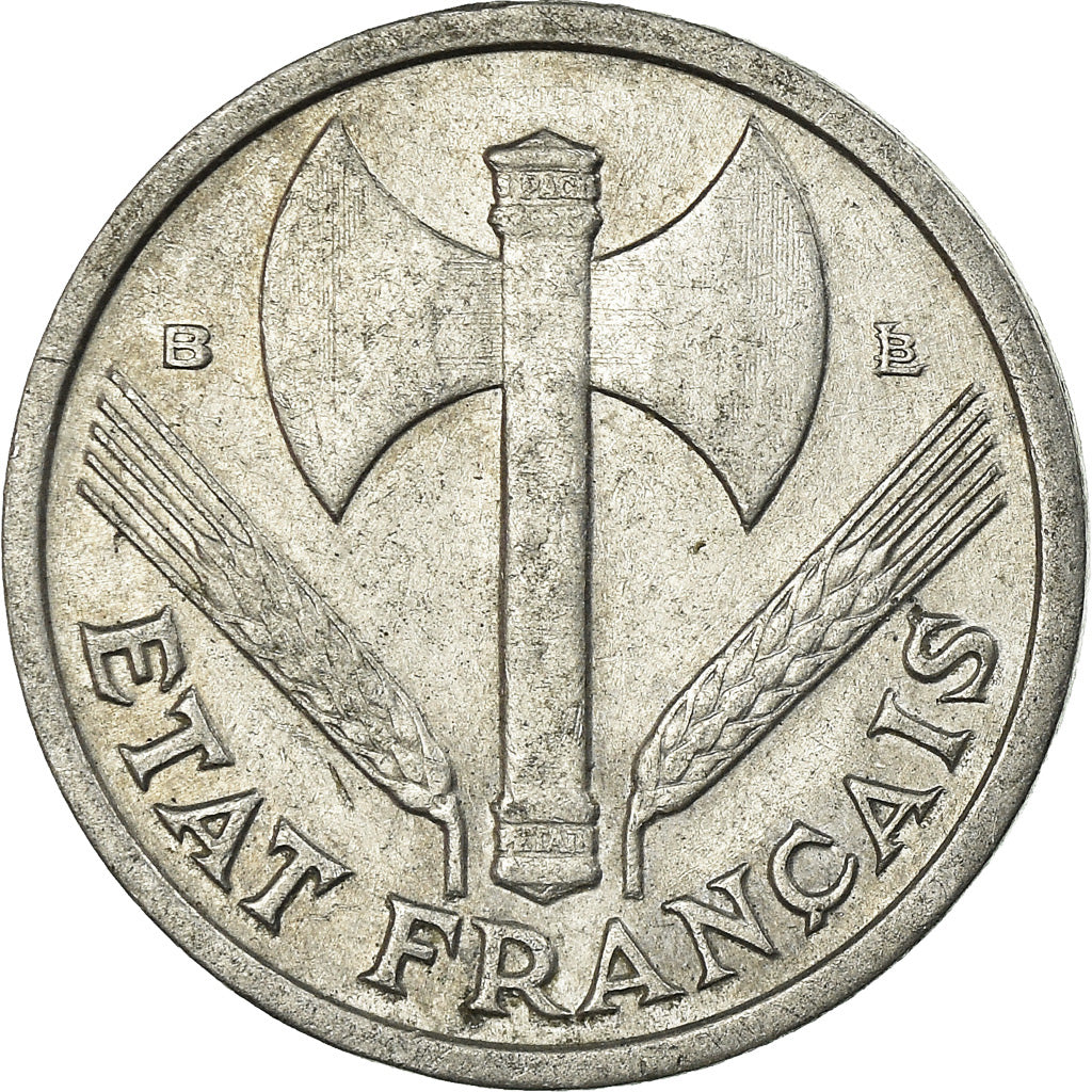 Francia, 1 Franc, Bazor, 1944, Beaumont-Le-Roger, Aluminio, BC+, Gadoury:471