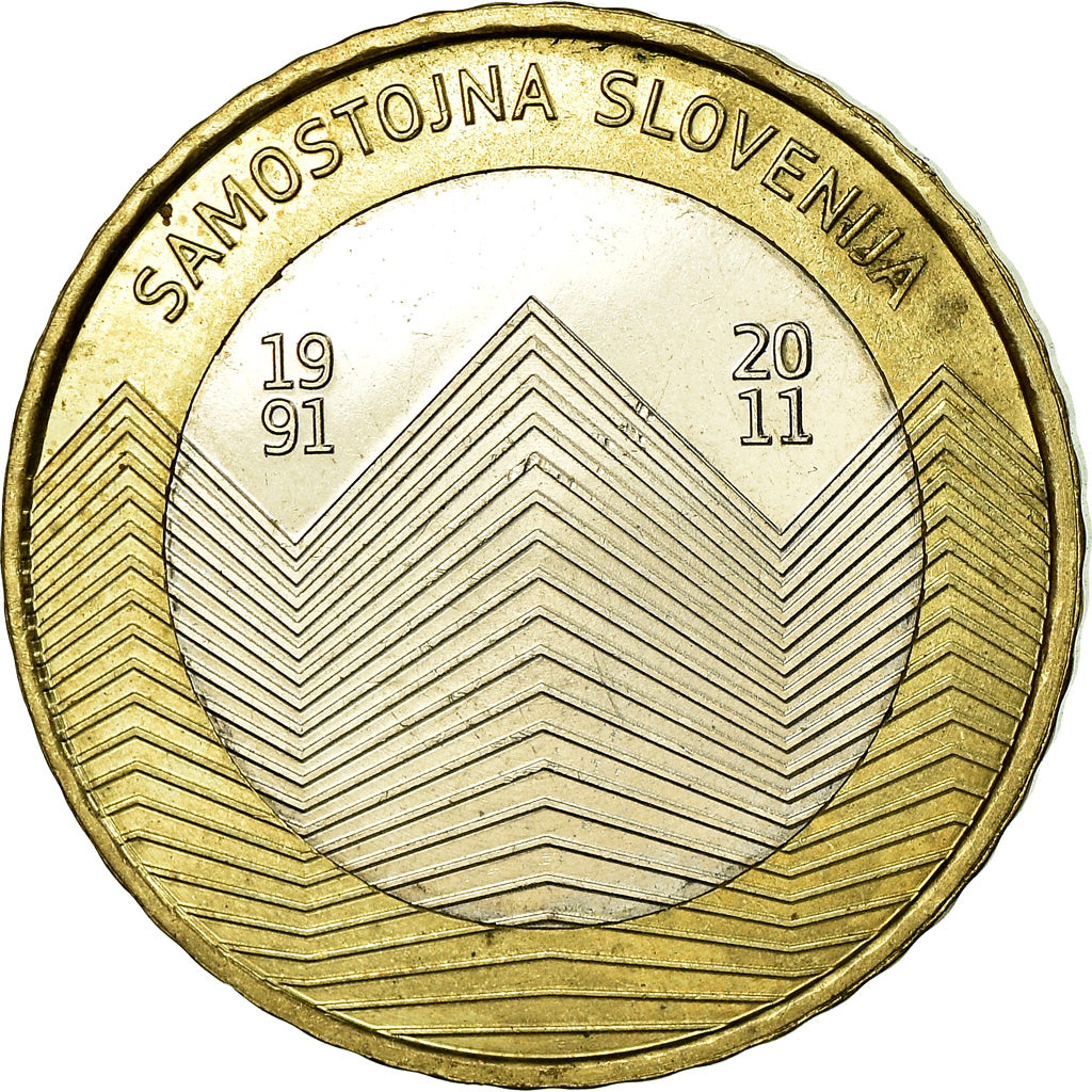 Moneta, Słowenia, 3 Euro, 2011, EF(40-45), Bimetaliczny, KM:101