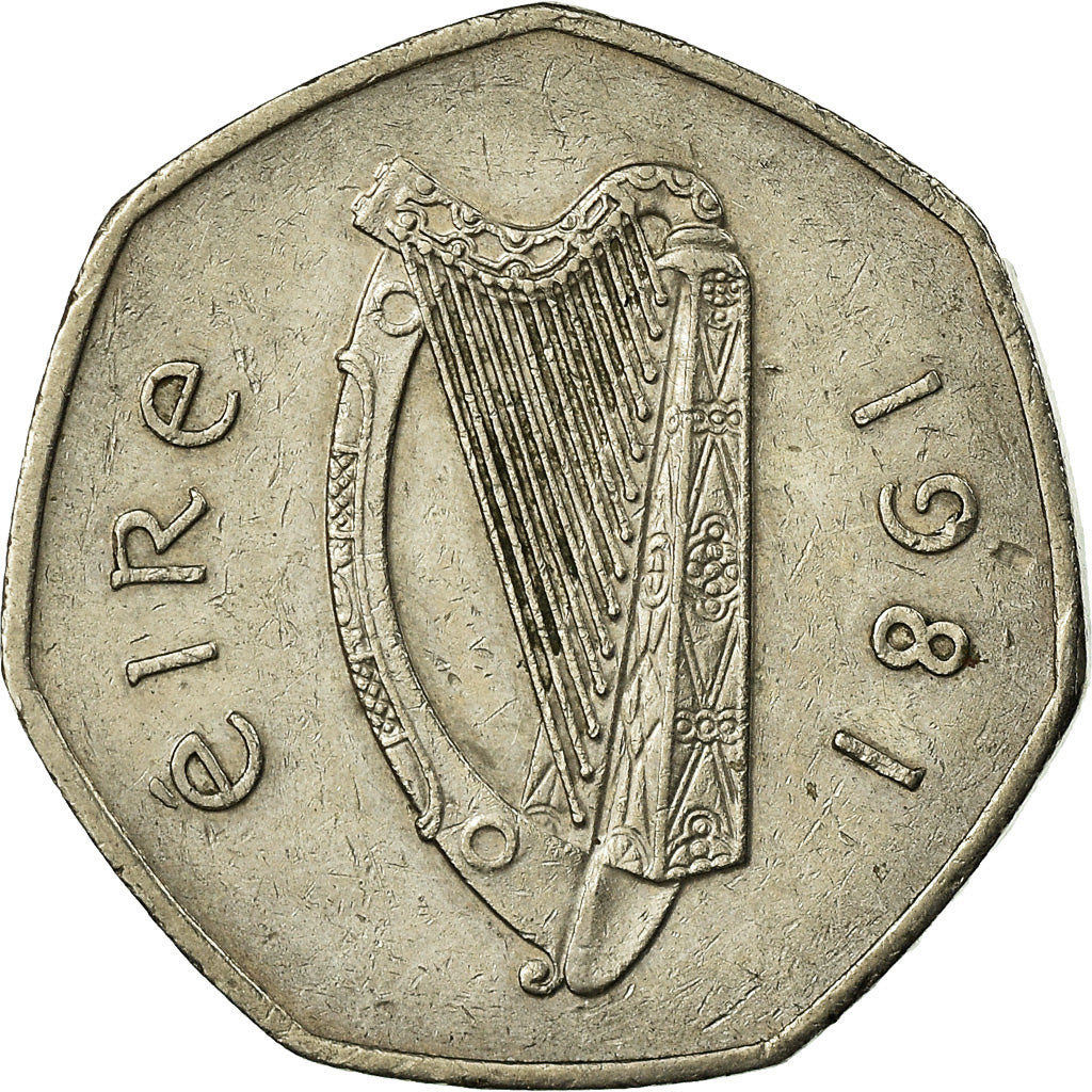 Moneta, REPUBBLICA D’IRLANDA, 50 Pence, 1981, BB, Rame-nichel, KM:24