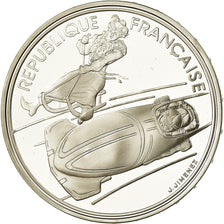 Moneda, Francia, Bobsledding, 100 Francs, 1990, BE, FDC, Plata, KM:981