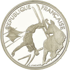Monnaie, France, Ski Acrobatique, 100 Francs, 1990, BE, FDC, Argent