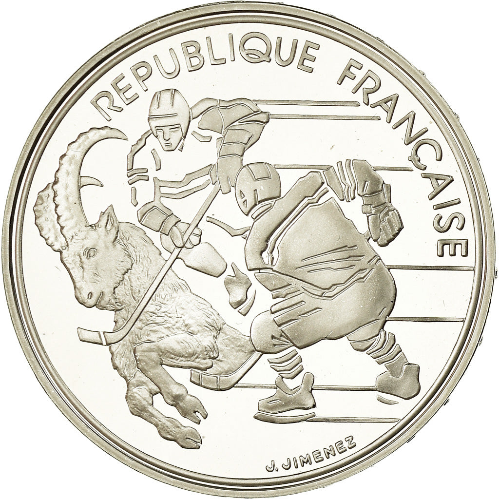 Coin, France, Hockey players, 100 Francs, 1991, BE, MS(65-70), Silver, KM:993