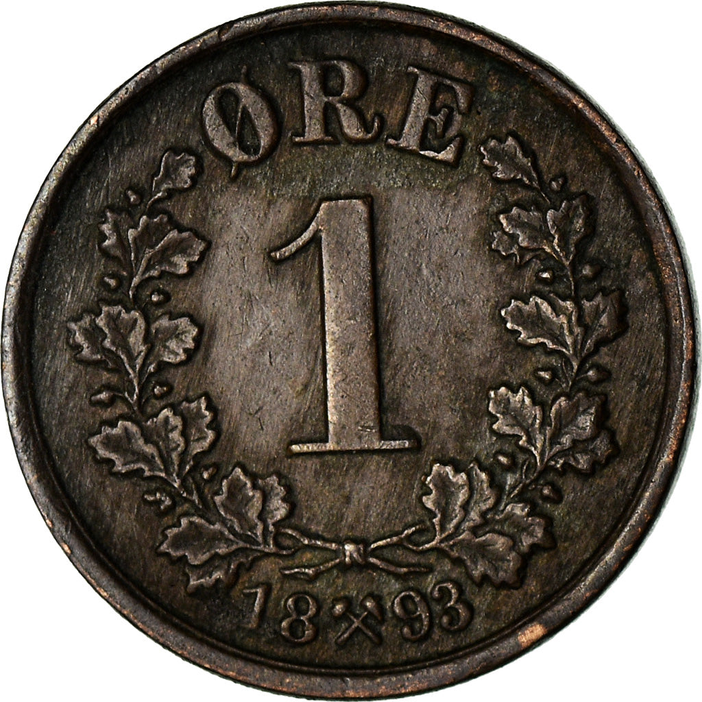 Moneda, Noruega, Ore, 1893, MBC, Bronce, KM:352