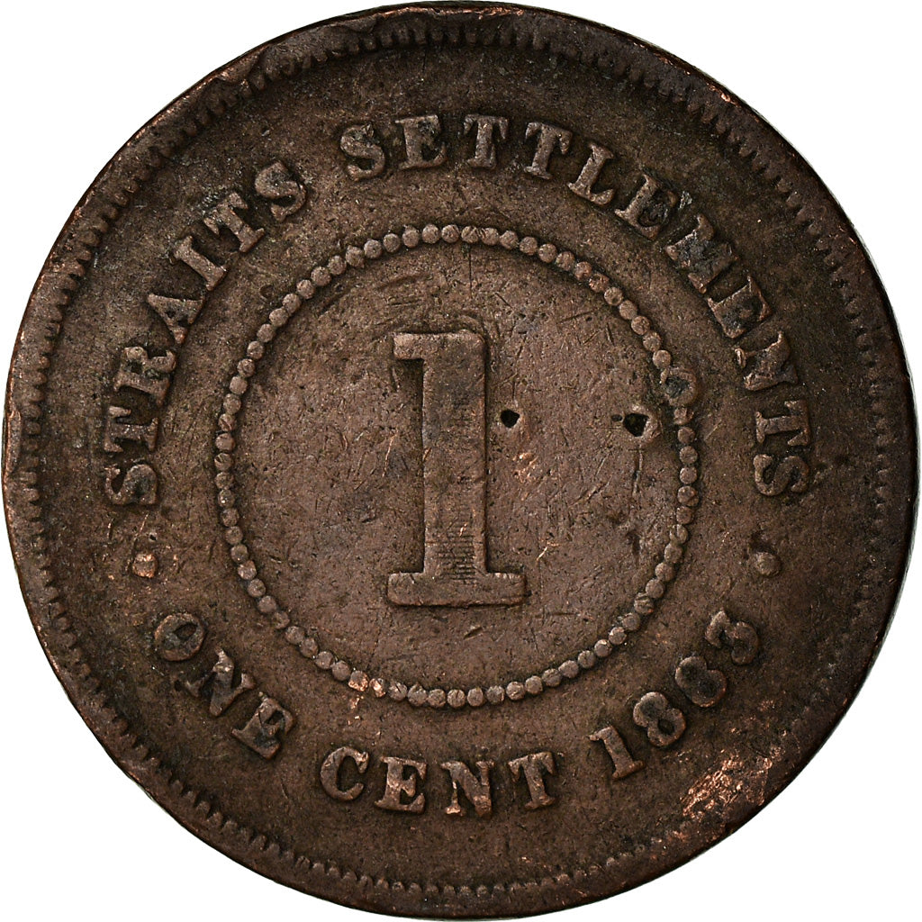 Monnaie, Straits Settlements, Victoria, Cent, 1883, TB, Cuivre, KM:9