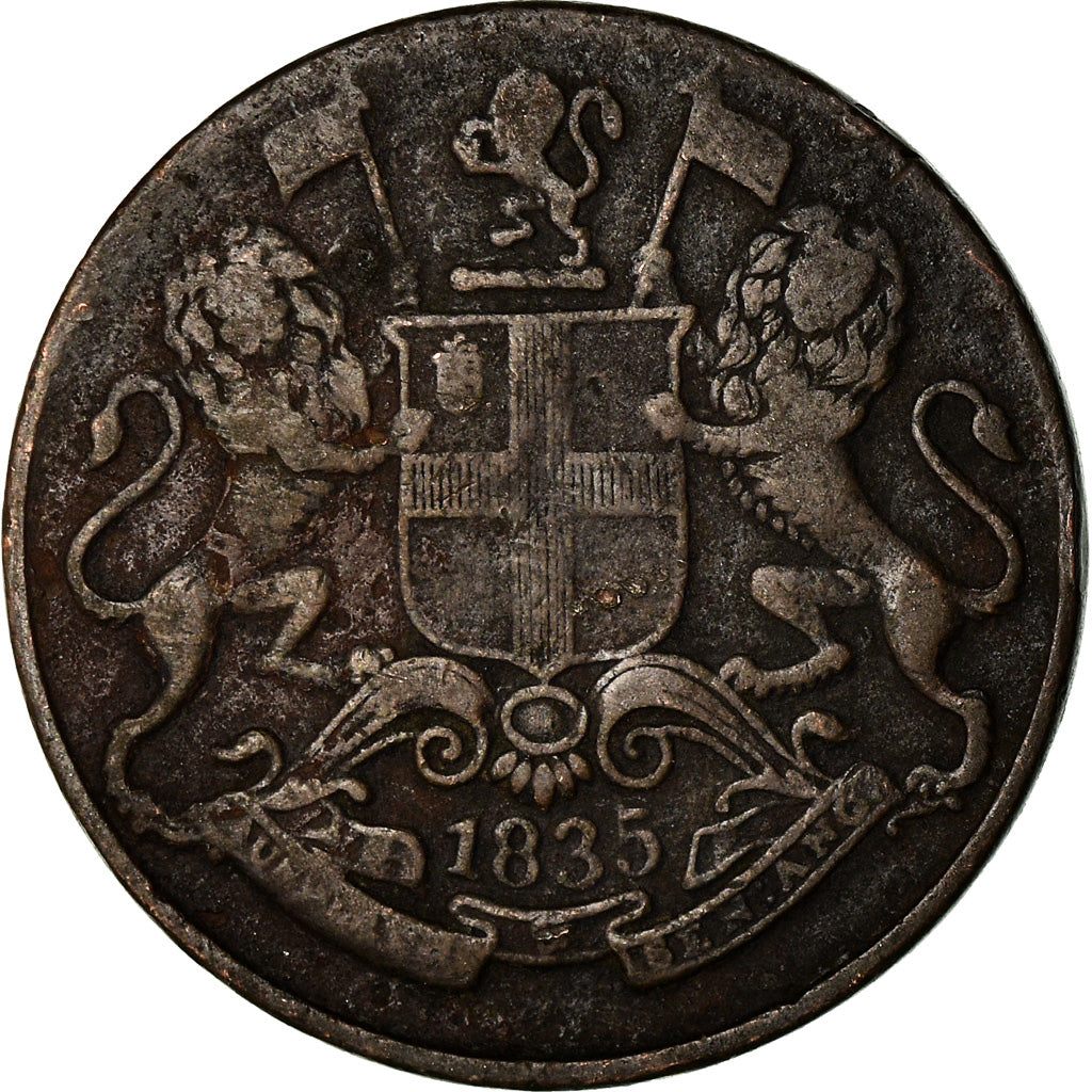 Coin, INDIA-BRITISH, 1/4 Anna, 1835, VF(20-25), Copper, KM:446.1