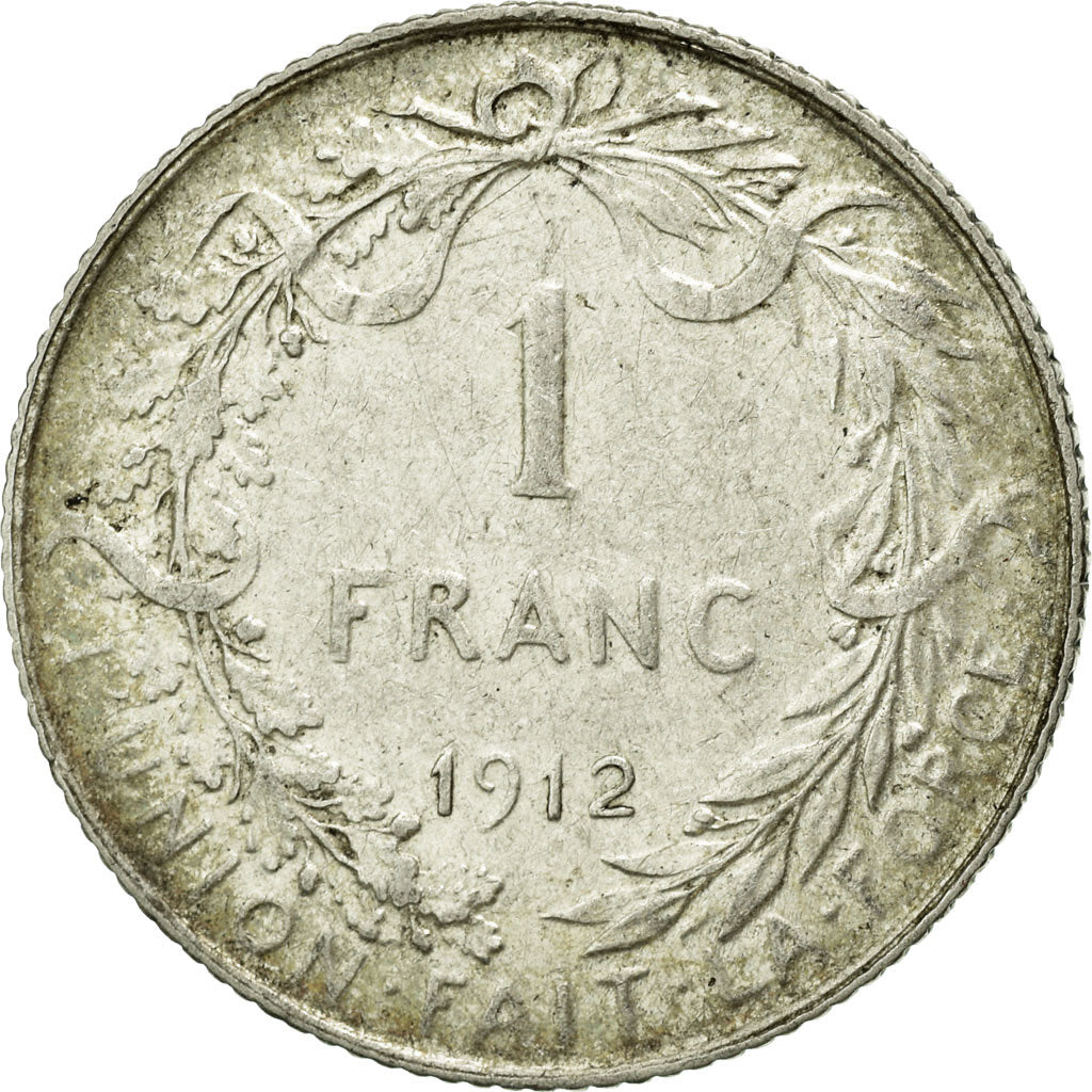 Moneda, Bélgica, Franc, 1912, BC+, Plata, KM:72