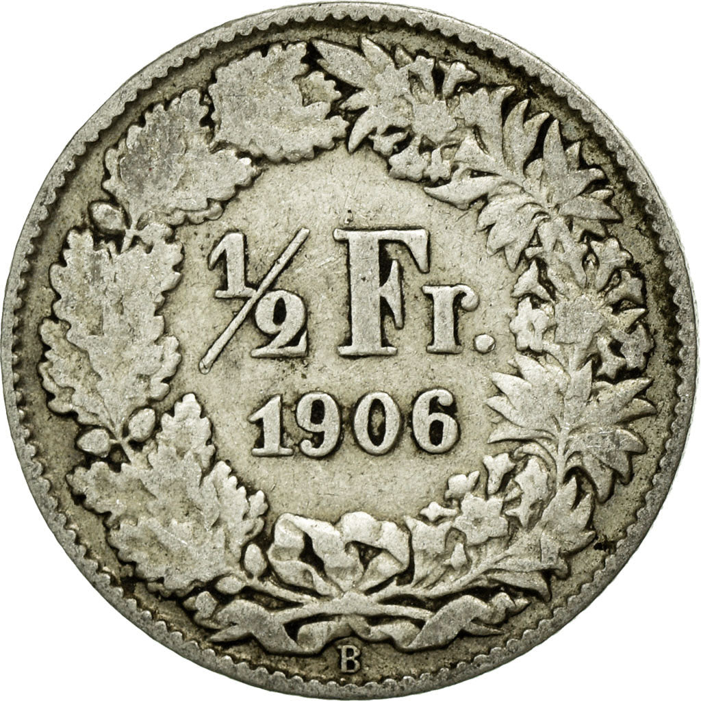 Coin, Switzerland, 1/2 Franc, 1906, Bern, VF(30-35), Silver, KM:23