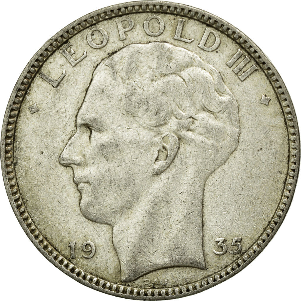 Coin, Belgium, 20 Francs, 20 Frank, 1935, AU(50-53), Silver, KM:105