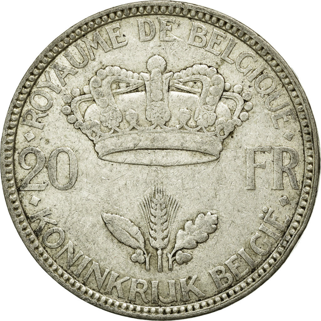 Coin, Belgium, 20 Francs, 20 Frank, 1935, AU(50-53), Silver, KM:105