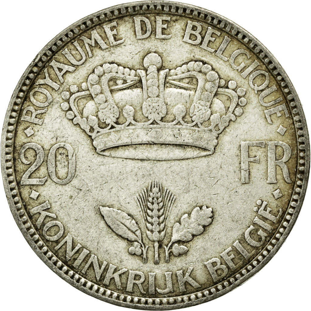 Coin, Belgium, 20 Francs, 20 Frank, 1935, AU(50-53), Silver, KM:105