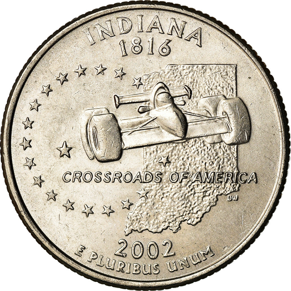 Moneta, Stati Uniti, Indiana, Quarter, 2002, U.S. Mint, Denver, SPL-, Rame
