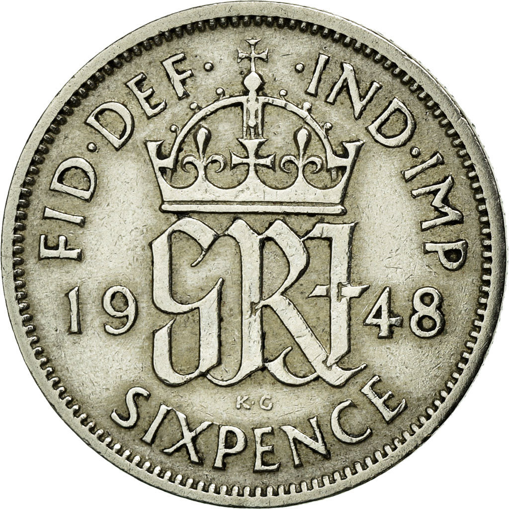 Moneta, Wielka Brytania, George VI, 6 Pence, 1948, EF(40-45), Miedź-Nikiel
