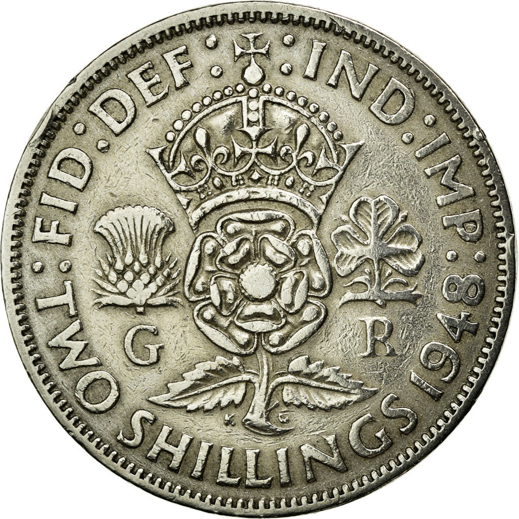 Moneta, Gran Bretagna, George VI, Florin, Two Shillings, 1948, BB, Rame-nichel