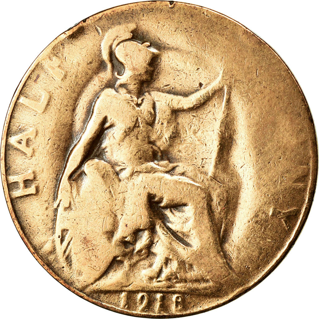Moneta, Gran Bretagna, George V, 1/2 Penny, 1918, MB, Bronzo, KM:809