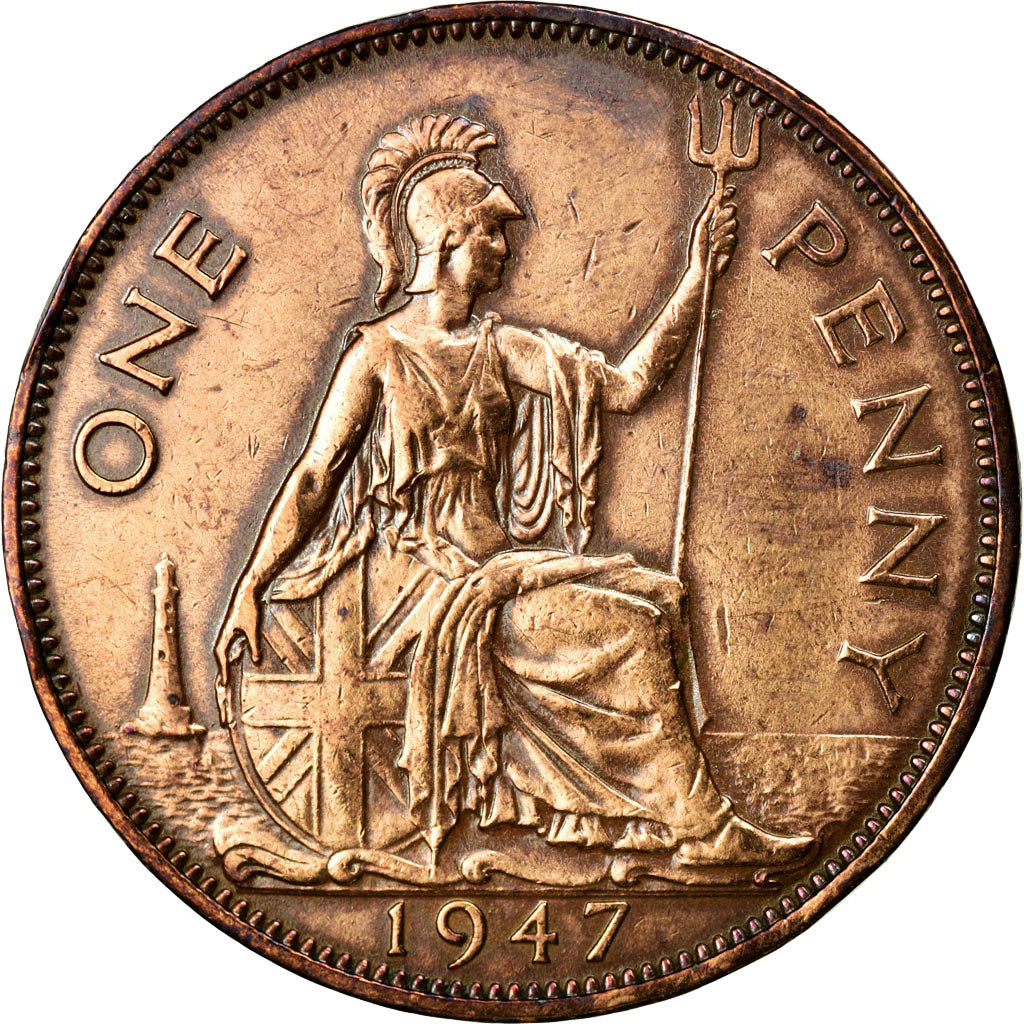 Moneta, Gran Bretagna, George VI, Penny, 1947, BB, Bronzo, KM:845