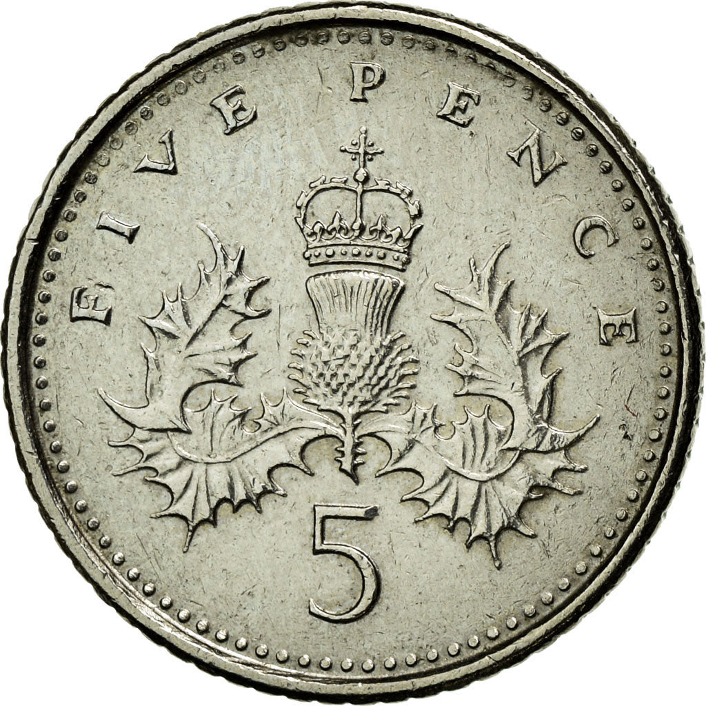 Coin, Great Britain, Elizabeth II, 5 Pence, 1996, EF(40-45), Copper-nickel