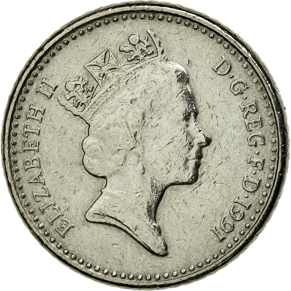 Coin, Great Britain, Elizabeth II, 5 Pence, 1991, AU(50-53), Copper-nickel