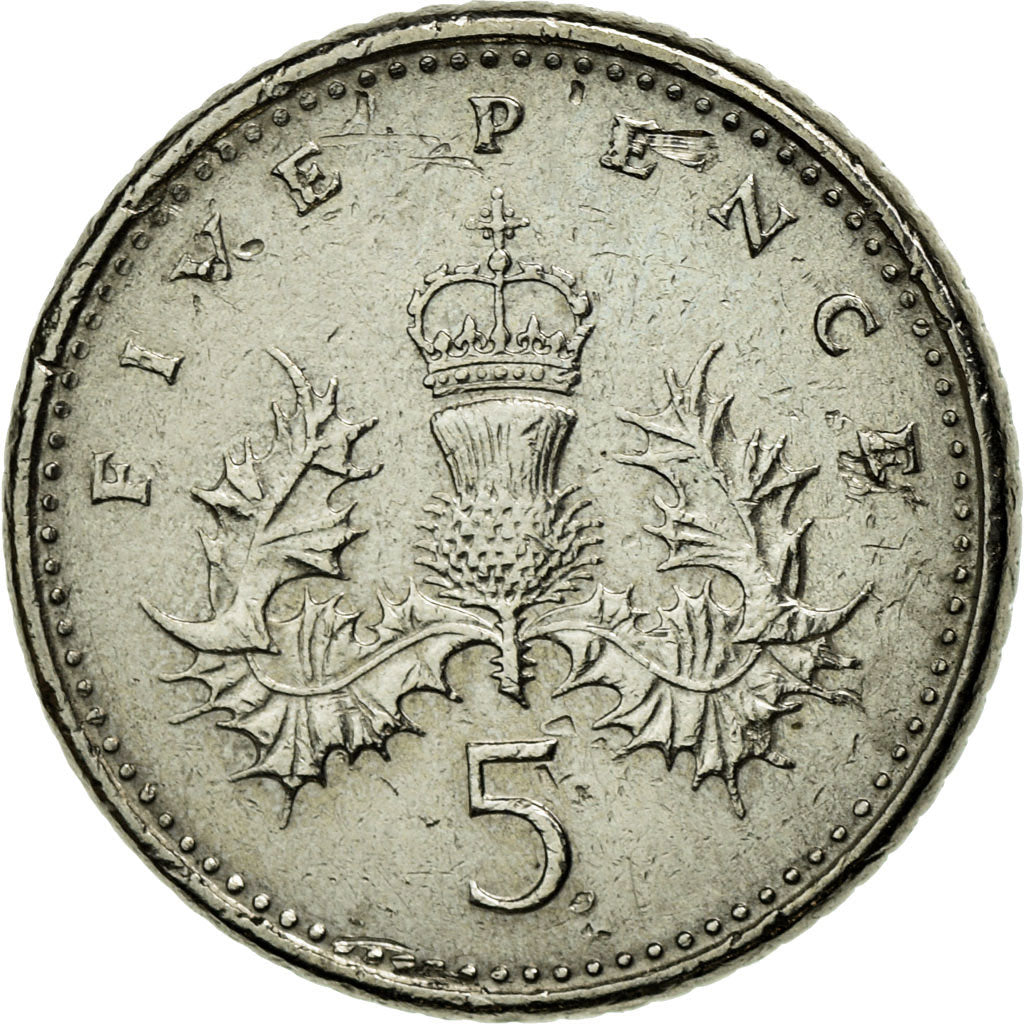 Coin, Great Britain, Elizabeth II, 5 Pence, 1991, AU(50-53), Copper-nickel
