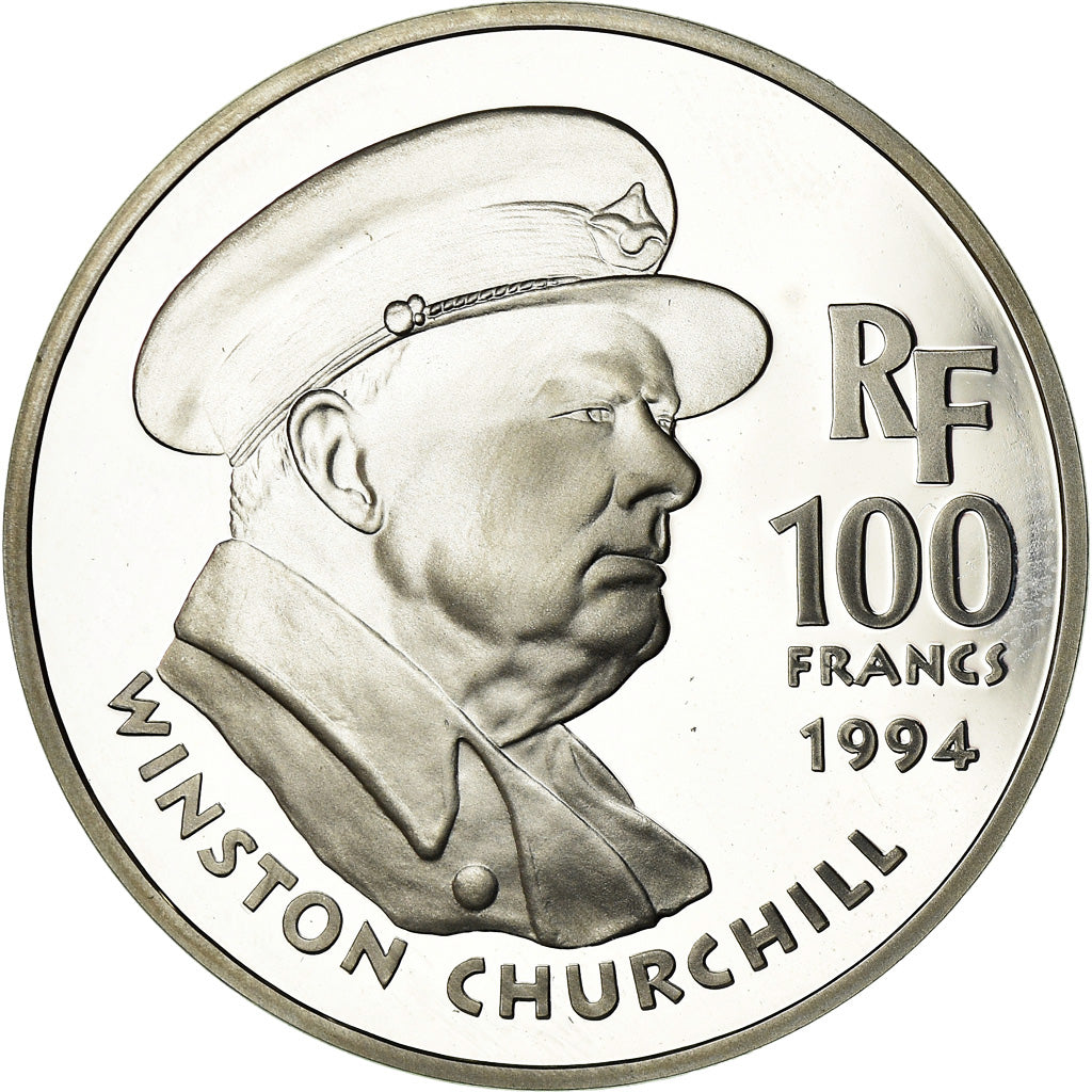 Munten, Frankrijk, Churchill, 100 Francs, 1994, BE, FDC, Zilver, KM:1037