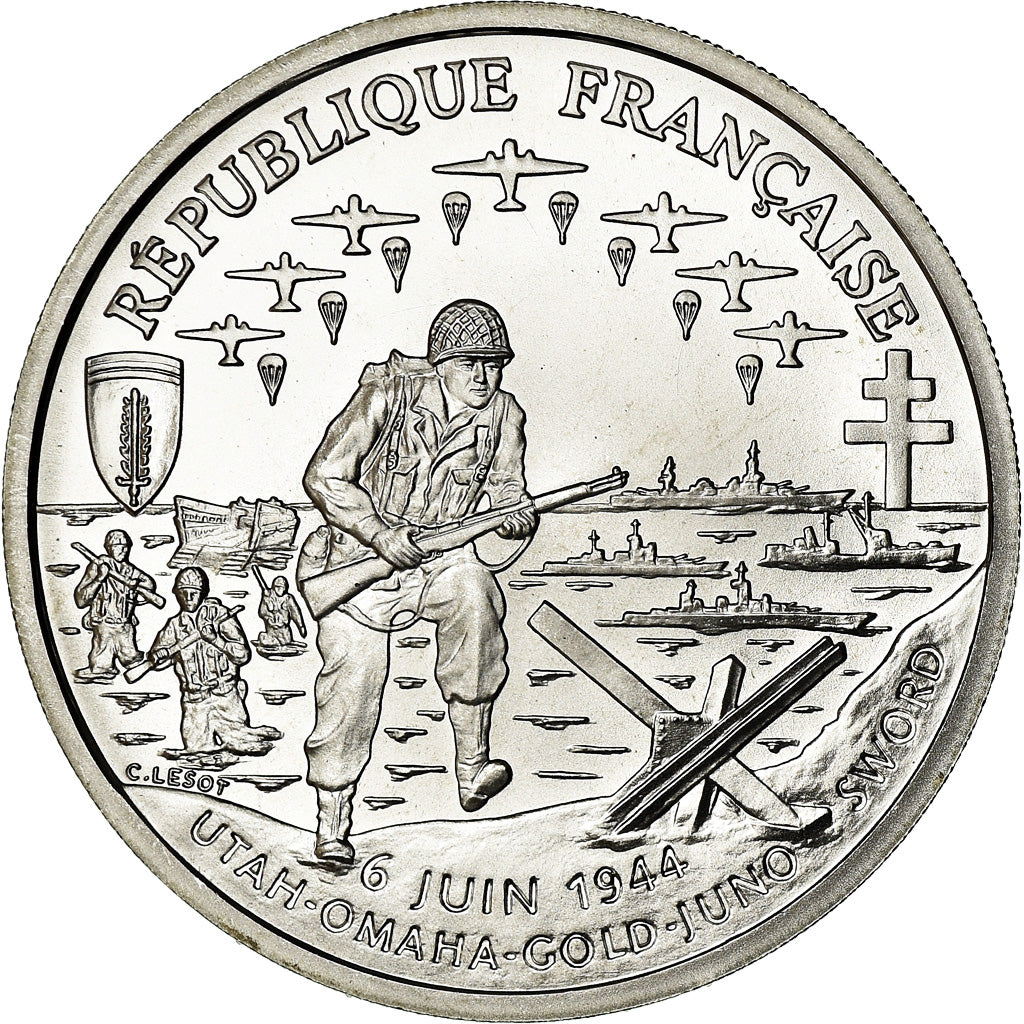 Moneda, Francia, Cinquantenaire du Débarquement, Franc, 1993, Paris, BU, FDC