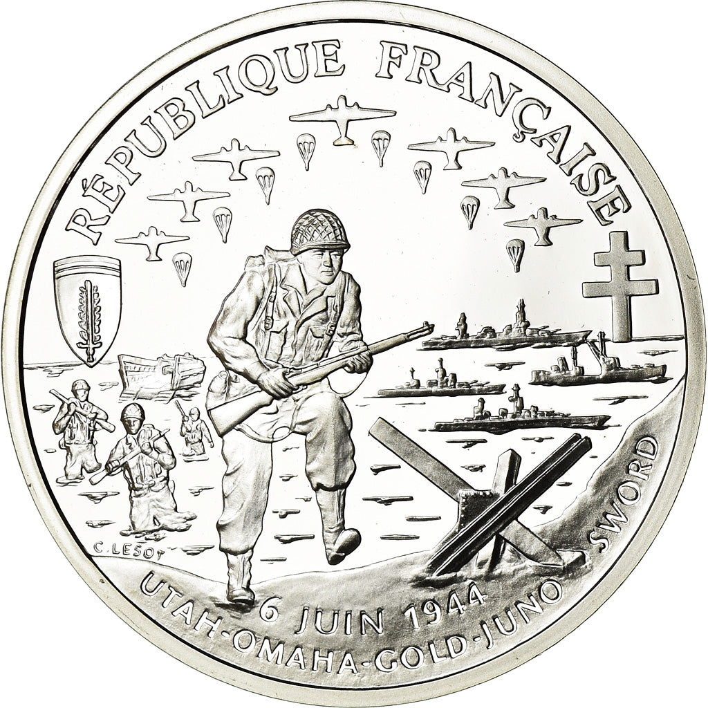 Moneda, Francia, Cinquantenaire du Débarquement, Franc, 1993, Paris, BE, FDC