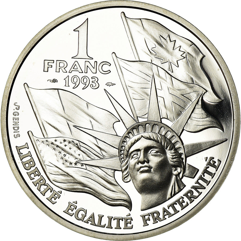 Moneda, Francia, Cinquantenaire du Débarquement, Franc, 1993, Paris, BE, FDC