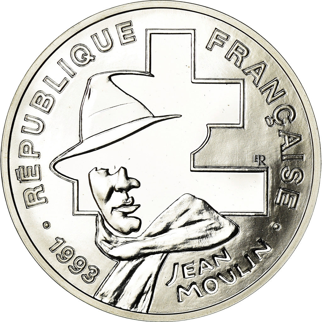 Munten, Frankrijk, Jean Moulin, 100 Francs, 1993, BE, FDC, Zilver, KM:1023
