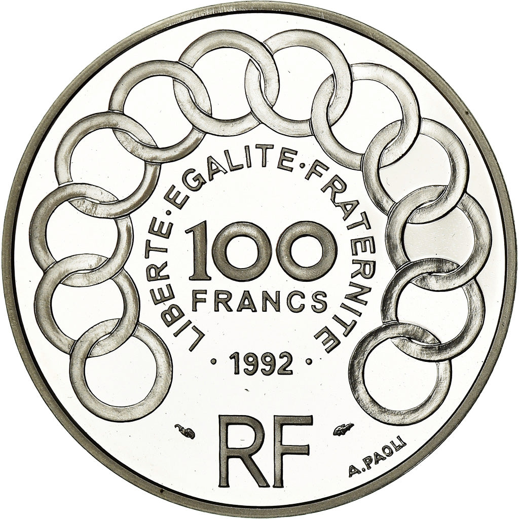 Munten, Frankrijk, Jean Monnet, 100 Francs-15 Ecus, 1992, BE, FDC, Zilver