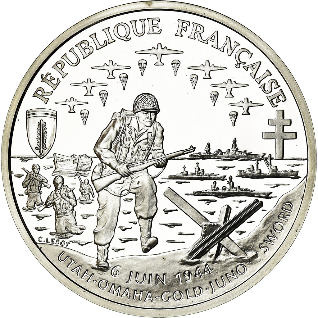 Moneda, Francia, Cinquantenaire du Débarquement, Franc, 1993, Paris, BE, FDC