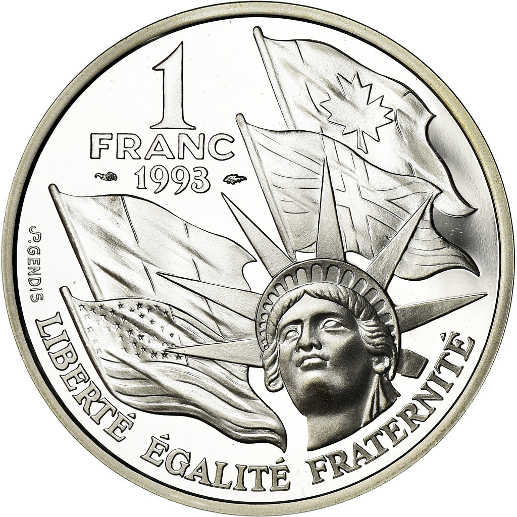 Moneda, Francia, Cinquantenaire du Débarquement, Franc, 1993, Paris, BE, FDC