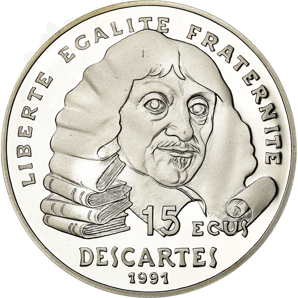 Munten, Frankrijk, Descartes, 100 Francs, 1991, Paris, BE, FDC, Zilver, KM:1002