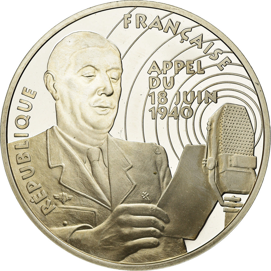 Munten, Frankrijk, Appel du 18 juin 1940, 100 Francs, 1994, BE, FDC, Zilver