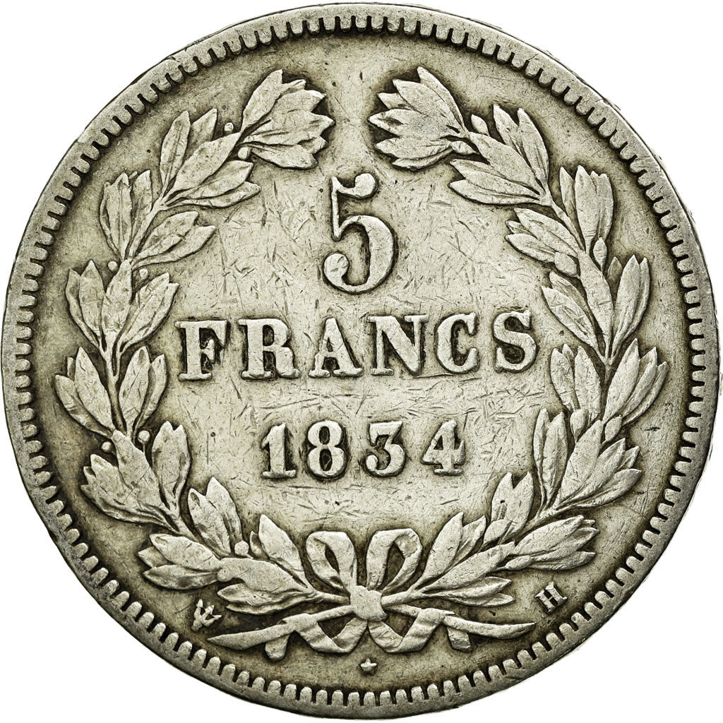 Coin, France, Louis-Philippe, 5 Francs, 1834, La Rochelle, VF(20-25), Silver
