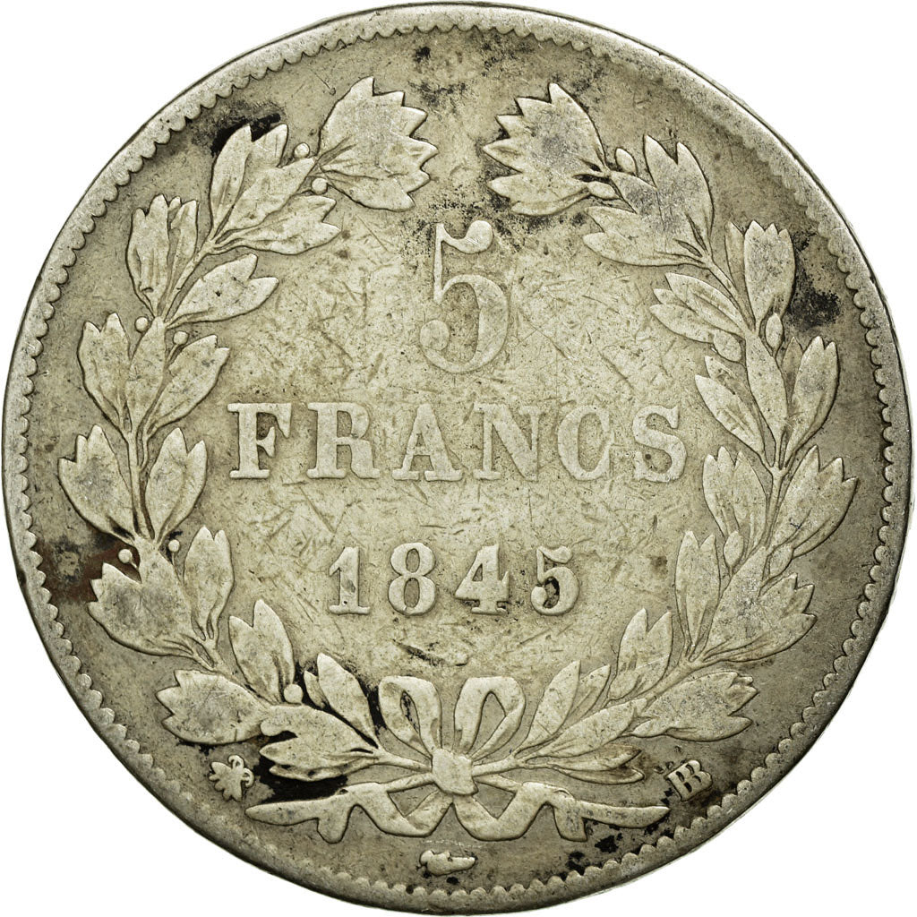 Monnaie, France, Louis-Philippe, 5 Francs, 1845, Strasbourg, TB, Argent