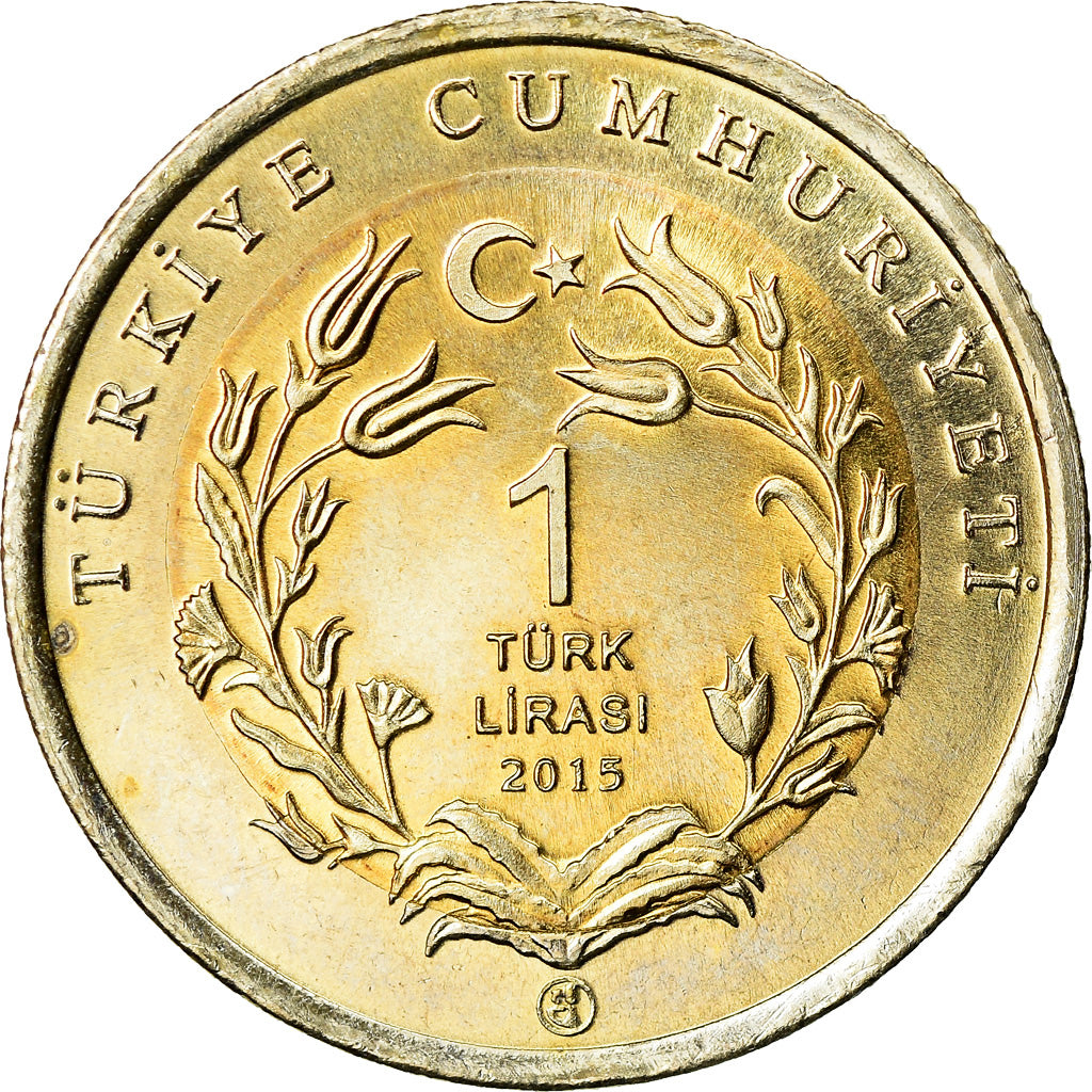Coin, Turkey, Mouflon d'Anatolie, Lira, 2015, MS(63), Bi-Metallic