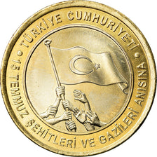Moeda, Turquia, veterans, Lira, 2016, MS(63), Bimetálico