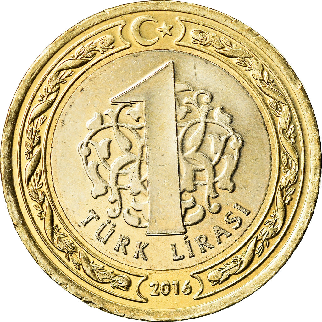 Moneta, Turcja, veterans, Lira, 2016, MS(63), Bimetaliczny