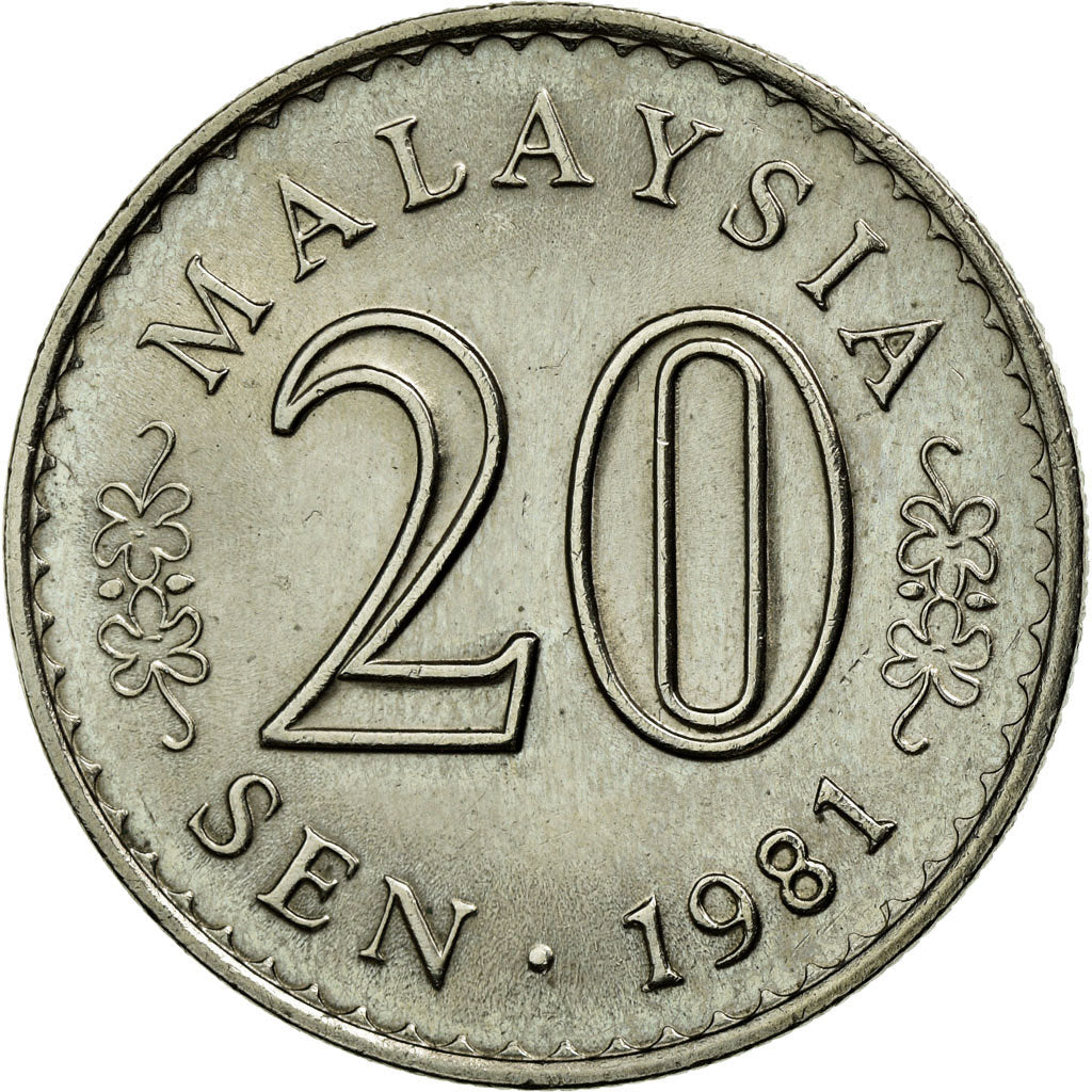 Coin, Malaysia, 20 Sen, 1981, Franklin Mint, AU(50-53), Copper-nickel, KM:4