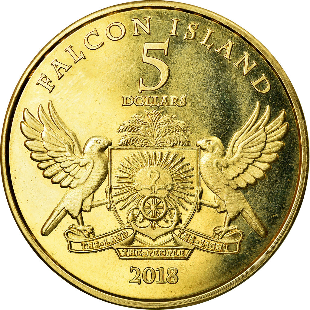 Coin, Australia, 5 Dollars, 2018, Falcon Islands - Aigle royal, MS(60-62), Brass