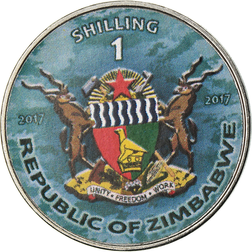Coin, Zimbabwe, Shilling, 2017, Warship -  Battleship Iowa, MS(63), Nickel