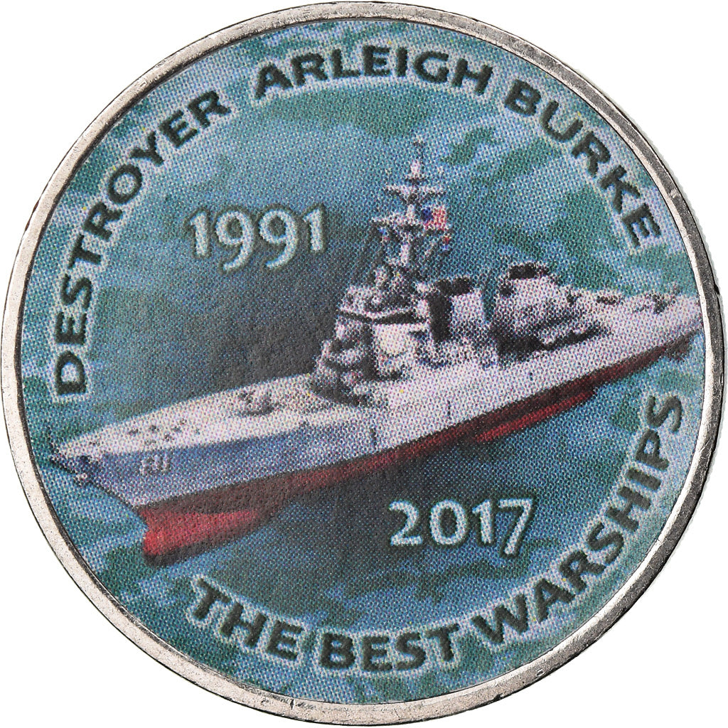 Moneda, Zimbabue, Shilling, 2017, Warship -  Destroyer Arleigh Burke, SC