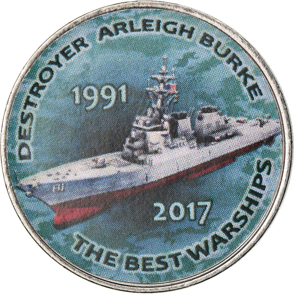 Coin, Zimbabwe, Shilling, 2017, Warship -  Destroyer Arleigh Burke, MS(63)