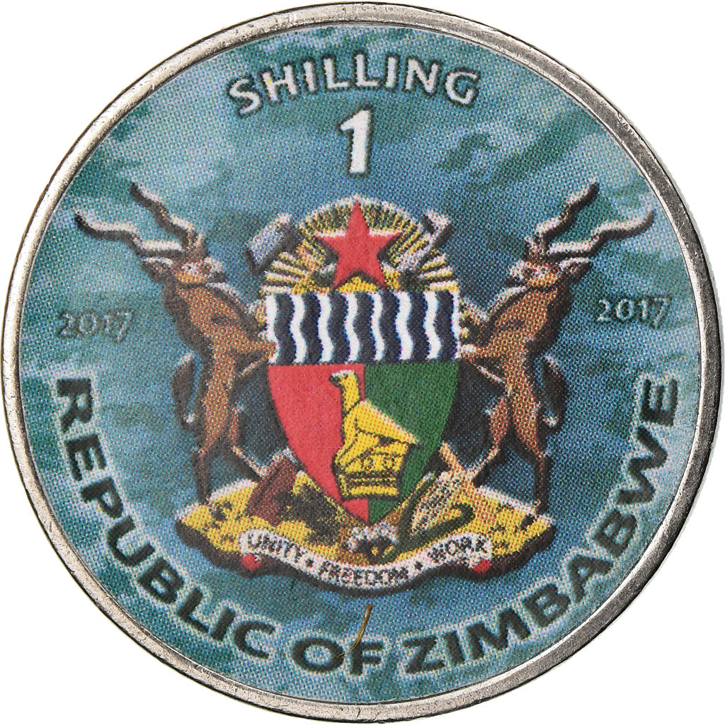 Coin, Zimbabwe, Shilling, 2017, Warship -  Destroyer Arleigh Burke, MS(63)