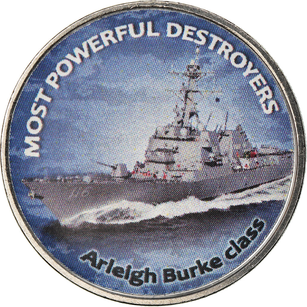 Moeda, Zimbabué, Shilling, 2018, Warship -  Destroyer Arleigh Burke, MS(63)