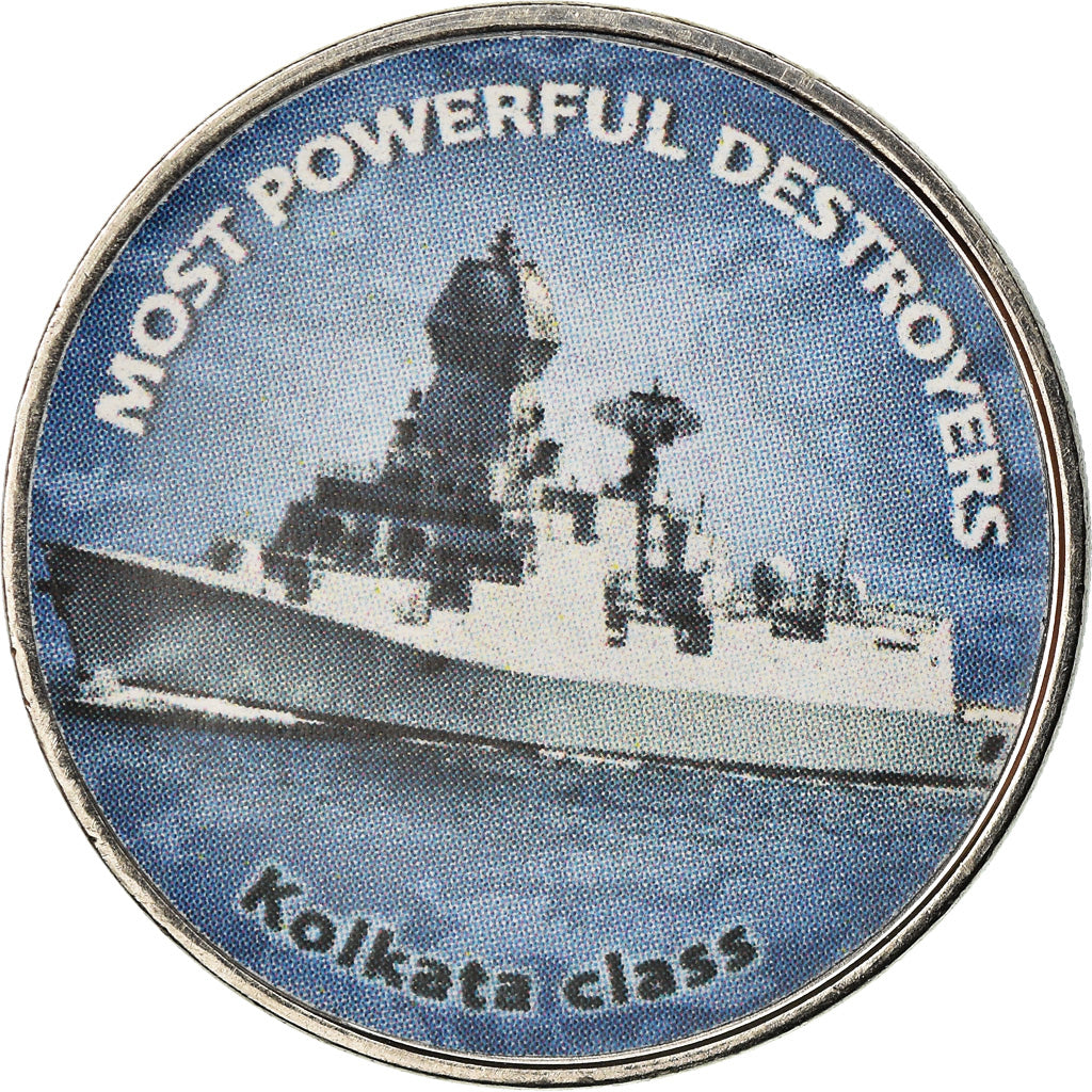 Moeda, Zimbabué, Shilling, 2018, Warship -  Destroyer Kolkata, MS(63), Aço